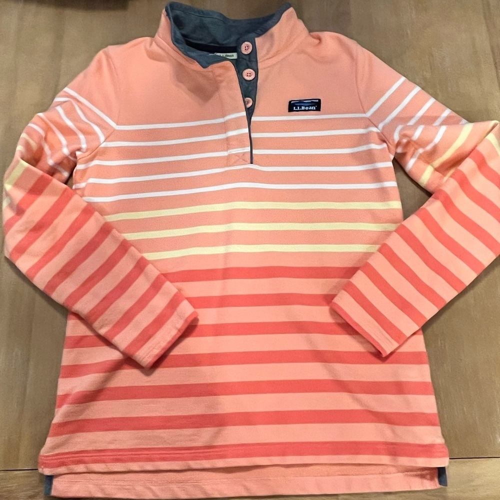 L.L Bean Cotton Rugby Striped Pullover Sweatshirt 501241 Women's Blue/Pink Small - Picture 2 of 12